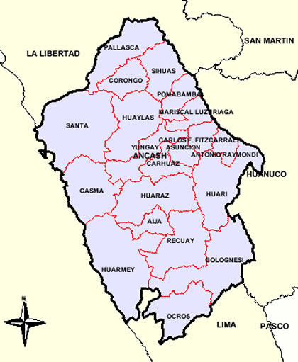 Mapa del Departamento de Ancash