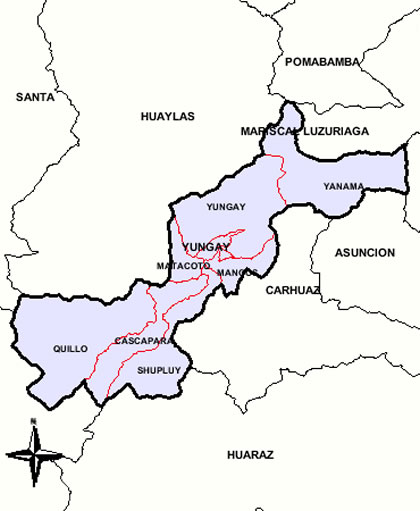 MAPA DE LA PROVINCIA DE YUNGAY