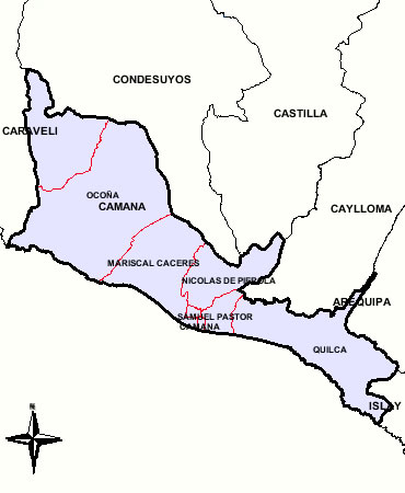 MAPA DE LA PROVINCIA DE CAMANA