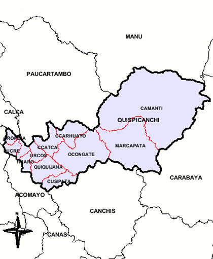 Mapa de la Provincia de Quispicanchis