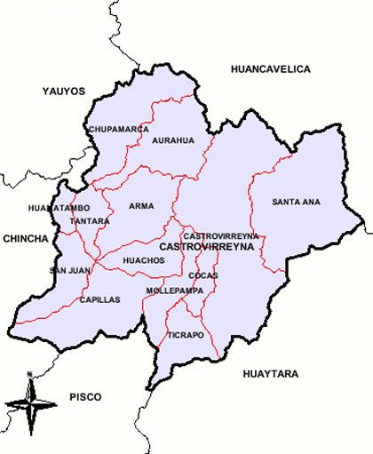 MAPA DE LA PROVINCIA DE CASTROVIRREYNA