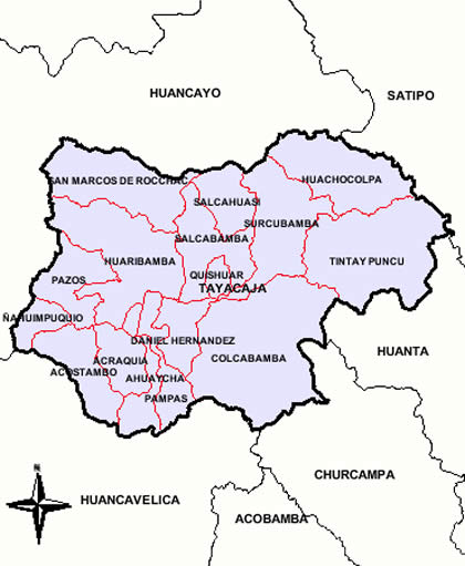 MAPA DE LA PROVINCIA DE TAYACAJA