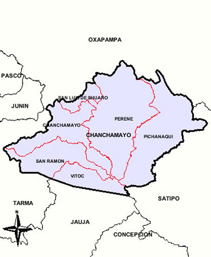 MAPA DE LA PROVINCIA DE CHANCHAMAYO