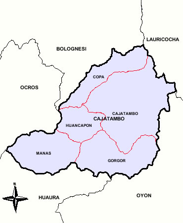 MAPA DE LA PROVINCIA DE CAJATAMBO