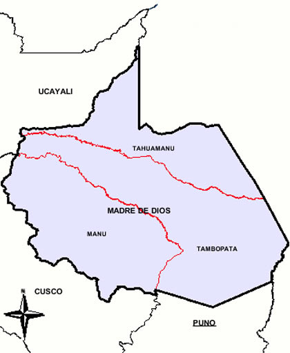 Mapa Departamento de Madre de Dios