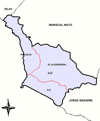 Mapa la provincia de Ilo