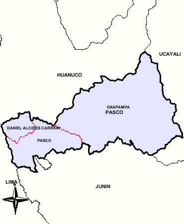 Mapa Departamento Cerro de Pasco