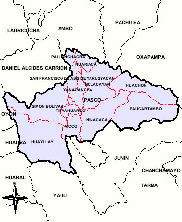 Mapa Provincia Cerro de Pasco