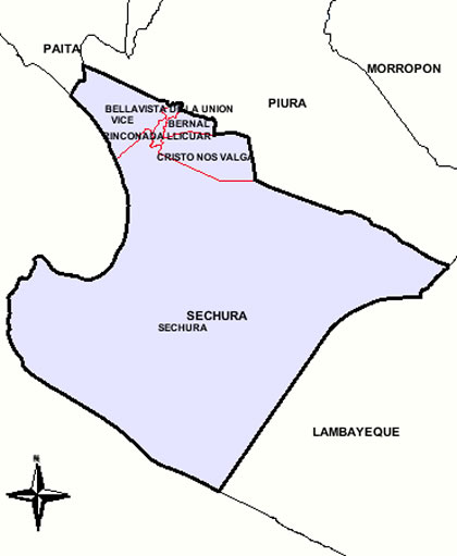 MAPA DE LA PROVINCIA DE SECHURA